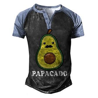 Mens Avocado Dad Vegan Guacamole Avocado Papacado Fathers Day Men's Henley Shirt Raglan Sleeve 3D Print T-shirt - Thegiftio UK