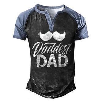 Mens Best Dad Cool Daddy Mustache Funny Dad Fathers Day Birthday Men's Henley Shirt Raglan Sleeve 3D Print T-shirt - Thegiftio UK