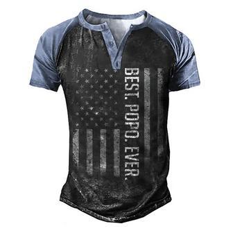 Mens Best Popo Ever Us American Flag Gifts For Fathers Day Men's Henley Shirt Raglan Sleeve 3D Print T-shirt - Thegiftio UK