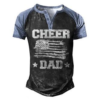 Mens Cheer Dad Vintage American Flag Father Cheerleader Squad Men's Henley Shirt Raglan Sleeve 3D Print T-shirt - Thegiftio UK