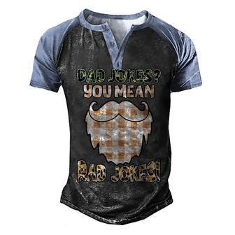 Mens Dad Jokes Rad Jokes Funny Mustache Beard Design Men's Henley Shirt Raglan Sleeve 3D Print T-shirt - Thegiftio UK