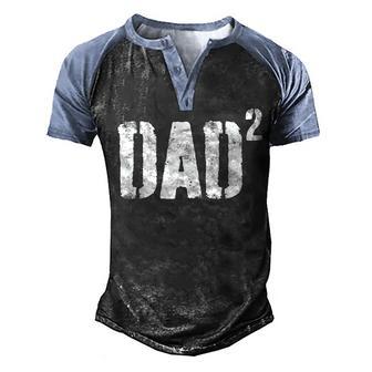Mens Dad To Be Of 2 Kids - 2Nd Power Squared Men's Henley Shirt Raglan Sleeve 3D Print T-shirt - Thegiftio UK