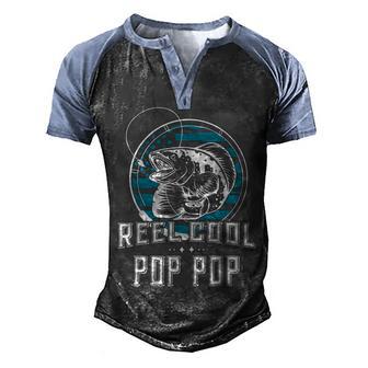Mens Gift For Fathers Day - Reel Cool Pop Pop Fishing Men's Henley Shirt Raglan Sleeve 3D Print T-shirt - Thegiftio UK