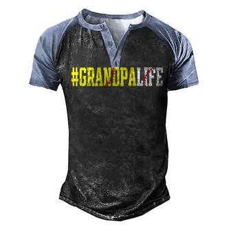 Mens Grandpa Life Softball Grandpa Baseball Lover Fathers Day Men's Henley Shirt Raglan Sleeve 3D Print T-shirt - Thegiftio UK