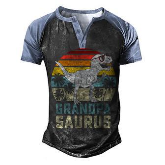 Mens Grandpasaurus T Rex Dinosaur Grandpa Saurus Family Matching Men's Henley Shirt Raglan Sleeve 3D Print T-shirt - Thegiftio UK