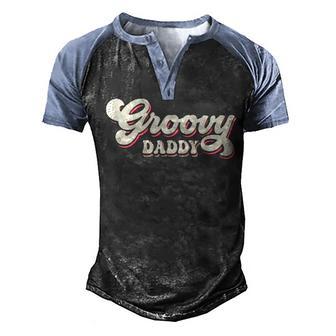 Mens Groovy Daddy Retro Men's Henley Shirt Raglan Sleeve 3D Print T-shirt - Thegiftio UK