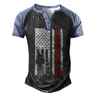 Mens Hockey Dad American Flag Fathers Day Gift For Hockey Daddy Men's Henley Shirt Raglan Sleeve 3D Print T-shirt - Thegiftio UK