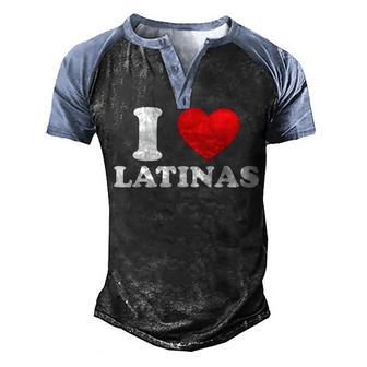 Mens I Love I Heart Latinas Funny Red Heart Love Latina Men's Henley Shirt Raglan Sleeve 3D Print T-shirt - Thegiftio UK