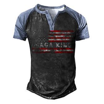 Mens Maga King Proud Ultra-Maga Men's Henley Shirt Raglan Sleeve 3D Print T-shirt - Thegiftio UK
