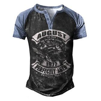 Mens Man Myth Legend August 1977 45Th Birthday 45 Years Old Men's Henley Shirt Raglan Sleeve 3D Print T-shirt - Thegiftio UK