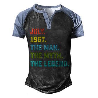 Mens Man Myth Legend July 1967 55Th Birthday Gift 55 Years Old Men's Henley Shirt Raglan Sleeve 3D Print T-shirt - Thegiftio UK