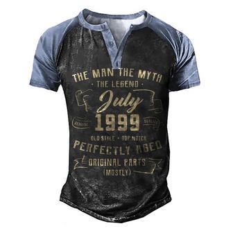 Mens Man Myth Legend July 1999 23Rd Birthday Gift 23 Years Old Men's Henley Shirt Raglan Sleeve 3D Print T-shirt - Thegiftio UK