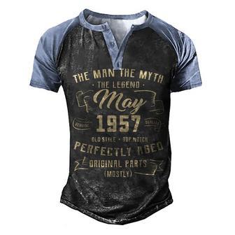 Mens Man Myth Legend May 1957 65Th Birthday Gift 65 Years Old Men's Henley Shirt Raglan Sleeve 3D Print T-shirt - Thegiftio UK