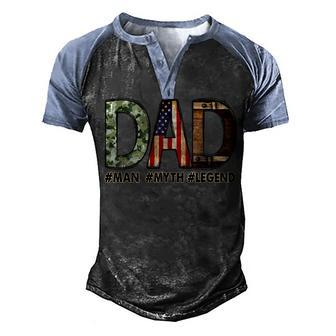 Mens Mens Dad The Man The Myth The Legend V2 Men's Henley Shirt Raglan Sleeve 3D Print T-shirt - Thegiftio UK