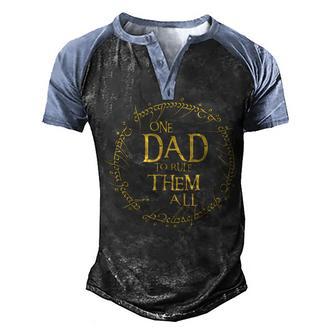 Mens One Dad To Rule Them All - Fathers Day Gift Men's Henley Shirt Raglan Sleeve 3D Print T-shirt - Thegiftio UK