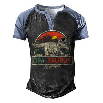 Mens Opasaurus T Rex Dinosaur Opa Saurus Fathers Day Gift Men's Henley Shirt Raglan Sleeve 3D Print T-shirt - Thegiftio UK