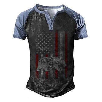 Mens Papa Bear Best Dad Fathers Day Father Pop Gifts Men Men's Henley Shirt Raglan Sleeve 3D Print T-shirt - Thegiftio UK