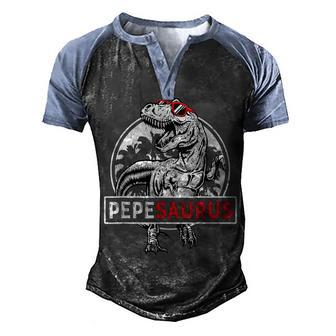 Mens Pepesaurus T Rex Dinosaur Pepe Saurus Fathers Day Gift Men's Henley Shirt Raglan Sleeve 3D Print T-shirt - Thegiftio UK