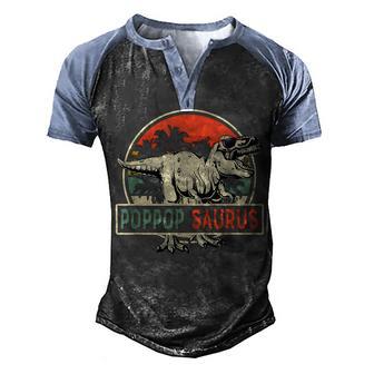 Mens Poppopsaurus T Rex Dinosaur Poppop Saurus Fathers Day Gift Men's Henley Shirt Raglan Sleeve 3D Print T-shirt - Thegiftio UK
