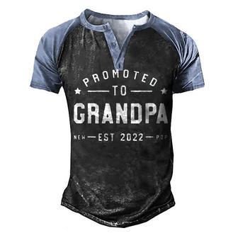 Mens Promoted To Grandpa 2022 T New Pop Fathers Day Gift Men's Henley Shirt Raglan Sleeve 3D Print T-shirt - Thegiftio UK