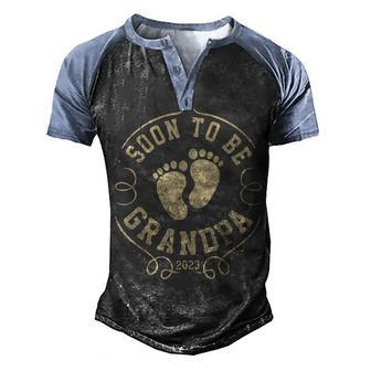 Mens Promoted To Grandpa 2023 Fathers Day Soon To Be Grandpa 2023 Men's Henley Shirt Raglan Sleeve 3D Print T-shirt - Thegiftio UK