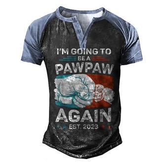 Mens Promoted To Pawpaw Again Est 2023 Pregnancy Announcement Men's Henley Shirt Raglan Sleeve 3D Print T-shirt - Thegiftio UK