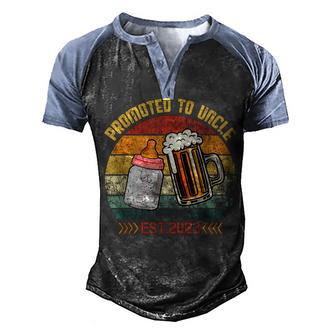 Mens Promoted To Uncle 2023 Funny For New Uncle Men's Henley Shirt Raglan Sleeve 3D Print T-shirt - Thegiftio UK