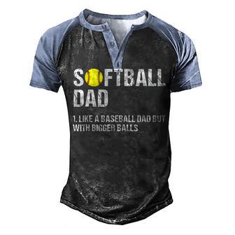 Mens Softball Dad Like A Baseball Dad Definition On Back Men's Henley Shirt Raglan Sleeve 3D Print T-shirt - Thegiftio UK