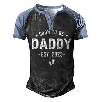 Mens Soon To Be Daddy 2023 Daddy To Be New Dad First Time Daddy Men's Henley Shirt Raglan Sleeve 3D Print T-shirt - Thegiftio UK
