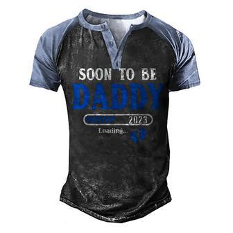 Mens Soon To Be Daddy Est2023 New Dad Pregnancy Men's Henley Shirt Raglan Sleeve 3D Print T-shirt - Thegiftio UK