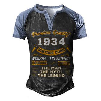 Mens The Man Myth Legend 1934 88Th Birthday Gift For 88 Years Old Men's Henley Shirt Raglan Sleeve 3D Print T-shirt - Thegiftio UK