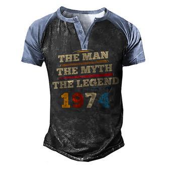 Mens The Man Myth Legend 1974 48Th Birthday Gift For 48 Years Old Men's Henley Shirt Raglan Sleeve 3D Print T-shirt - Thegiftio UK