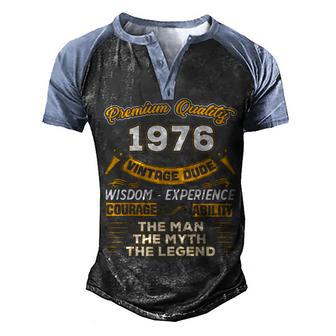 Mens The Man Myth Legend 1976 46Th Birthday Gift For 46 Years Old Men's Henley Shirt Raglan Sleeve 3D Print T-shirt - Thegiftio UK