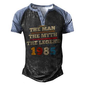 Mens The Man Myth Legend 1985 37Th Birthday Gift For 37 Years Old Men's Henley Shirt Raglan Sleeve 3D Print T-shirt - Thegiftio UK