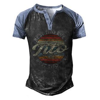 Mens Vintage American Flag Best Tito Ever Gift For Fathers Day Men's Henley Shirt Raglan Sleeve 3D Print T-shirt - Thegiftio UK