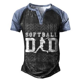 Mens Vintage American Flag Softball Dad Fathers Day Apparel Gift Men's Henley Shirt Raglan Sleeve 3D Print T-shirt - Thegiftio UK