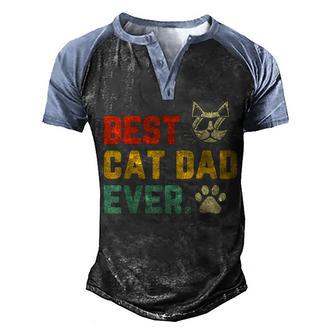 Mens Vintage Best Cat Dad Ever Cat Daddy Fathers Day Gift Cat Dad Men's Henley Shirt Raglan Sleeve 3D Print T-shirt - Thegiftio UK