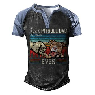Mens Vintage Best Pitbull Dad Dog Lover Gift For Fathers Day Men's Henley Shirt Raglan Sleeve 3D Print T-shirt - Thegiftio UK