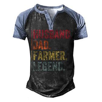 Mens Vintage Husband Dad Farmer Legend Gift For Fathers Day Men's Henley Shirt Raglan Sleeve 3D Print T-shirt - Thegiftio UK