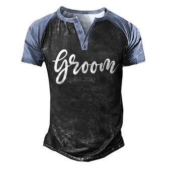 Mens Wedding Matching Gifts Groom Est 2022 Groom Gift Men's Henley Shirt Raglan Sleeve 3D Print T-shirt - Thegiftio UK