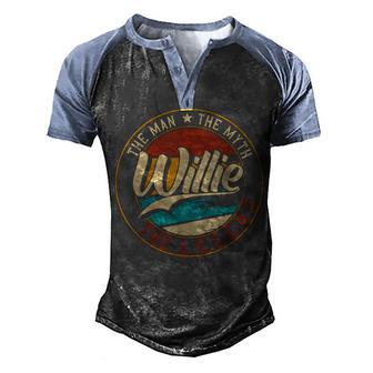 Mens Willie The Man The Myth The Legend Men's Henley Shirt Raglan Sleeve 3D Print T-shirt - Thegiftio UK