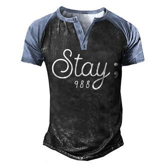 Mens World Suicide Prevention Awareness Day Stay 988 Men's Henley Shirt Raglan Sleeve 3D Print T-shirt - Thegiftio UK