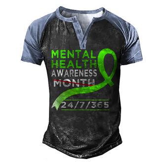 Mental Health Awareness Month Of May Fight The Stigma Men's Henley Shirt Raglan Sleeve 3D Print T-shirt - Thegiftio UK