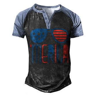 Merica American Flag Aviators Toddler 4Th July White Men's Henley Shirt Raglan Sleeve 3D Print T-shirt - Thegiftio UK
