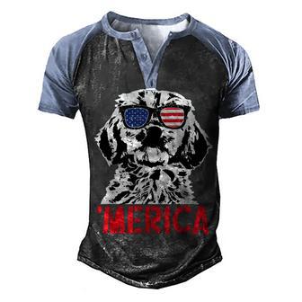 Merica Cockapoo Dog American Flag Sunglasses 4Th Of July Men's Henley Shirt Raglan Sleeve 3D Print T-shirt - Thegiftio UK