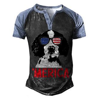 Merica Englisth Springer Spaniel American Flag 4Th Of July Men's Henley Shirt Raglan Sleeve 3D Print T-shirt - Thegiftio UK