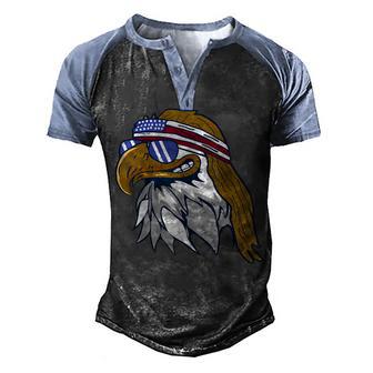 Merica - Patriotic Usa Eagle Of Freedom - 4Th Of July Men's Henley Shirt Raglan Sleeve 3D Print T-shirt - Thegiftio UK