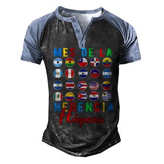 Mes De La Herencia Hispana National Latino Countries Flag Men's Henley Shirt Raglan Sleeve 3D Print T-shirt - Thegiftio UK