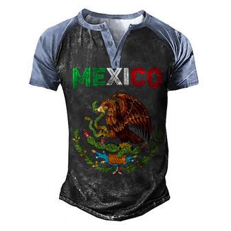 Mexico Flag Vintage Mexican Flag Men's Henley Shirt Raglan Sleeve 3D Print T-shirt - Thegiftio UK