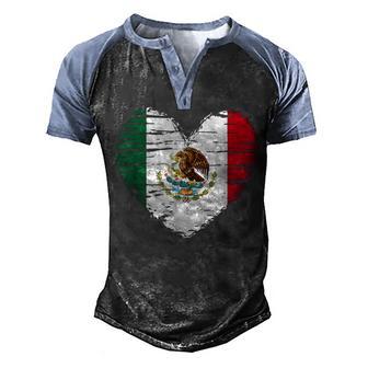 Mexico Heart Mexican Flag Mexican Pride Men's Henley Shirt Raglan Sleeve 3D Print T-shirt - Thegiftio UK